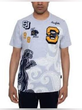 Sean John Men's King Paisley Panther Graphic T-shirt 3XL Gray